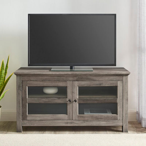 1 - TV Stand in Gray Wash Transitional Mood Media Console Textured finish to fit your home décor