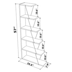 Contemporary Bookcase - Walnut-Yellow 5 Open, Adjustable Shelves Perfect for Organize