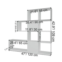 43'' H x 47'' W Geometric Bookcase Store Books, Display Decorative Accent