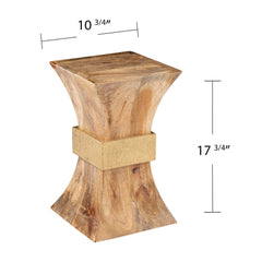 Trammel Side Table, Natural/Brass Contemporary square accent table Great for Living Room