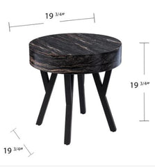 Contemporary Black Faux Stone End Table Fits Alongside your Living Room Sofa or Into your Entryway