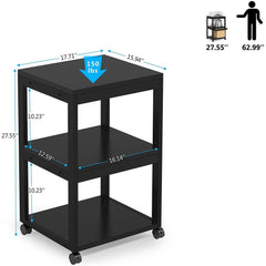 3- Tier Mobile Printer Stand, Rolling File Cabinet with Wheels Offer Large Storage Space for Printer, Scanner or Files, Book