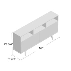 59'' Wide Buffet Table 2 cabinets and 3 Open Shelves, Perfect for Stowing Serveware in the Dining Room