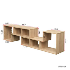 Rustic Oak 16.89'' H x 82'' W Step Bookcase L-Shaped Stand Bookshelf, Display Stand, TV Cabinet