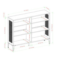 Gray Wash 40'' H x 52'' W Standard Bookcase Six Compartments