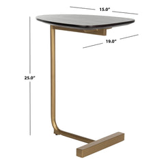 C-Table-Black / Gold - 19" x 15" x 25" Contemporary C-Table Perfect for Living Room