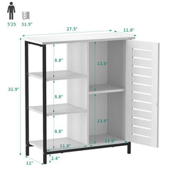 31.9'' Tall Iron 1 - Door Accent Cabinet Multifunctional Storage Cabinet Contains 3 Open and 2 Hidden Shelves