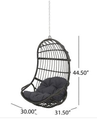 Wicker Hanging Chair (No Stand) - Gray + Dark Gray 8-Foot Suspension Chain