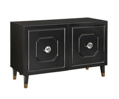 Buffet/Media Cabinet - Black Lacquer Adjustable Shelf Inside Offers Ample Storage Space