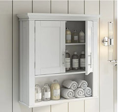 Two-Door Wall Cabinet, White Create More Space for Organizing your Bathroom Essentials