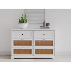 White Akron 6 Drawer 47.2'' W Double Dresser