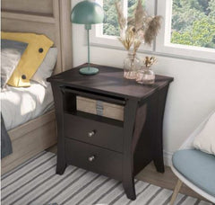 Espresso 2-drawer Nightstand with Shelf Organize your Bedside with the Modern Mendolla Nightstand