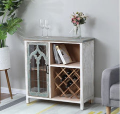 Distressed Storage and Wine Cabinet Storage for up to 13 Wine Bottles