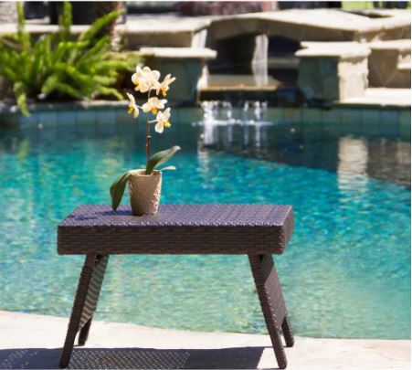 Outdoor Wicker Adjustable Folding Table - Brown Great Addition to your Patio Decor with this Outdoor Folding Wicker Table