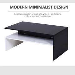 2 Tier Modern Rectangular Living Room Coffee Table - Black/White