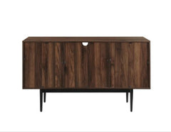 52-inch Modern Sideboard - Dark Walnut Open, Adjustable Tempered Glass Shelving, One Cabinet Door, Two Drawers