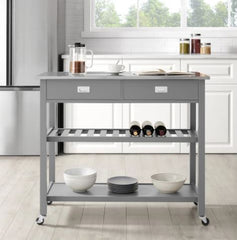 Stainless Steel Top Kitchen Island/Cart - Ideal for Adding Extra Counter Space to your Kitchen Two Large Full-Extension Storage Drawers