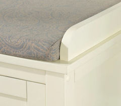 White Metal/Wood Cushioned Storage Bench Keep your Entryway or Mudroom