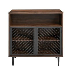 Modern Metal Door Accent Cabinet - Dark Walnut Two Storage Shelves, this Accent Cabinet Adds A Touch of Elegance to your Home