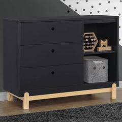 3 Drawer Dresser Midnight Gray Natural Modern and Playful Aesthetic Design