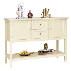 Beige 46'' Console Table Spacious Storage Space with 2 Drawers and 3 Cabinets