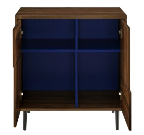 30-inch Modern Accent Storage Cabinet - Dark Walnut 2 Doors 4 Interior Compartments 2 Tall and 2 Smaller Adjustable Metal Door Hinges