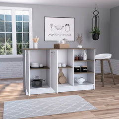 59.05'' Wide Kitchen Island Three Open Shelves Plenty Storage Space