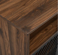 Modern Metal Door Accent Cabinet - Dark Walnut Two Storage Shelves, this Accent Cabinet Adds A Touch of Elegance to your Home