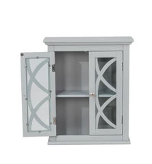 24"H Gray Bathroom Storage Wall Cabinet with Double Doors