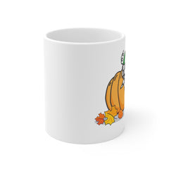 Big Pumpkin Garden Flag - Fall Mug - Outdoor Autumn Decor -  on White - Print Design on Front Side  Mug 11oz