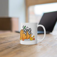 Big Pumpkin Garden Flag - Fall Mug - Outdoor Autumn Decor -  on White - Print Design on Front Side  Mug 11oz