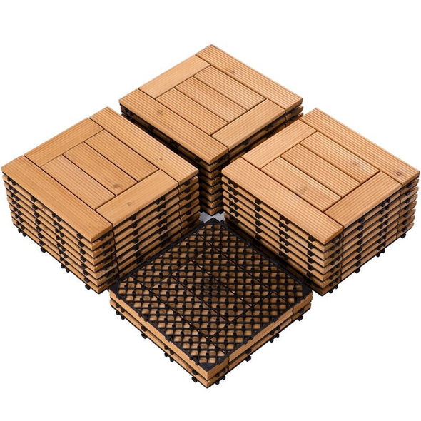 12" x 12" Wood Interlocking Deck Tile They Can be Applied to The Deck, Poolside, Balcony, Gazebo, Greenhouse