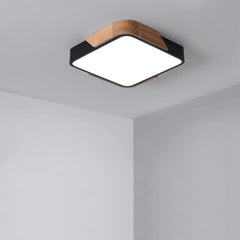 24W Modern LED Ceiling Lights Square Wood Flush Mount Ceiling Light Fixture for Bedroom Living Room Dining Room Kitchen Hall Stairwells