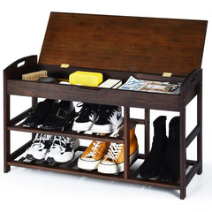 3-Tier Bamboo Shoe Bench Entryway Storage Rack