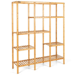 Multifunctional Bamboo Shelf Storage Organizer Rack