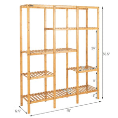 Multifunctional Bamboo Shelf Storage Organizer Rack