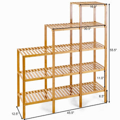 Multifunctional Bamboo Shelf Storage Organizer Rack