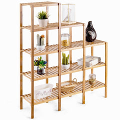 Multifunctional Bamboo Shelf Display Organizer