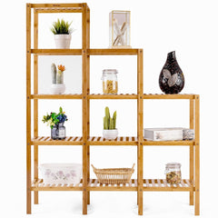 Multifunctional Bamboo Shelf Display Organizer