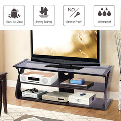 3-Tier Tempered Glass Top Media Console TV Stand