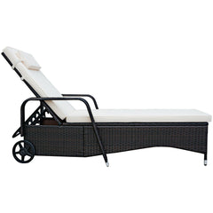 Outdoor Recliner Cushioned Chaise Lounge with Adjustable Backrest