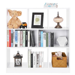 White Bookcase 6 Open Slots and 2 Compartments with Back Panels That you Can Fill Books, Souvenir, and Décor