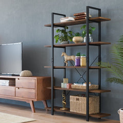 Standard Bookcase Bookshelf Displays Panels and Black Iron Support Make the Whole Shelf Elegant and Practical Decorating your Home