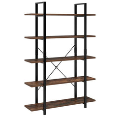 Standard Bookcase Bookshelf Displays Panels and Black Iron Support Make the Whole Shelf Elegant and Practical Decorating your Home