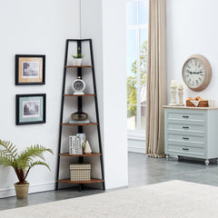 Brown Bookcase Corner Space in your Home with this Fan-Shaped Shelf add Extra Space for Living Room, Entryway