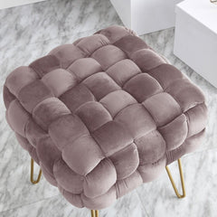 Velvet Tufted Square Cocktail Ottoman Comfortable Seat. This Ottoman is Both Soft and Stylish Perfect Addition to any Room