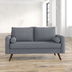 Square Arm Loveseat High-Density Foam Cushions, and High-Grade Gray or Seafoam Upholstery Fabric, Providing Support with Comfort