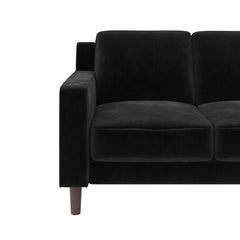 Velvet Square Arm Loveseat Pocket Coil Seating, Padded Armrests, Generous Cushioning, and a Sturdy Wood Frame