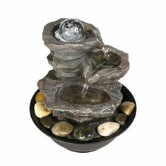 Resin 4-Tier Cascading Rock Falls Tabletop Water Relaxation Fountain with Light Portable, Great for Décor in Any Rooms