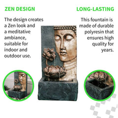 Resin Cascading Lotus Buddha  illuminate your Indoor or Outdoor Décor at Night with this Buddha Face Water Fountain with LED Lights